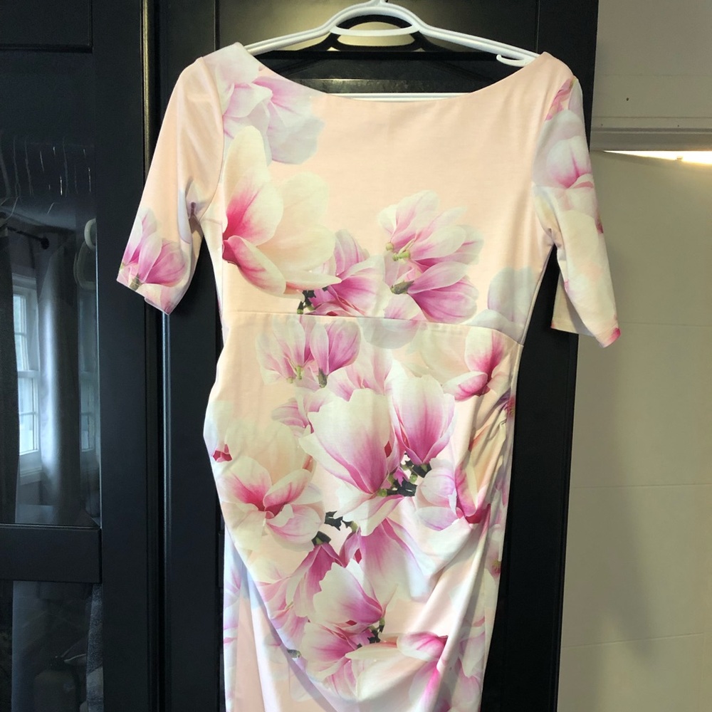 ASOS pink floral midi dress
